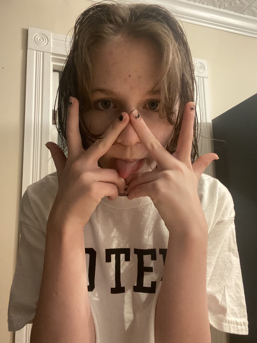 Lily making a silly face at the camera